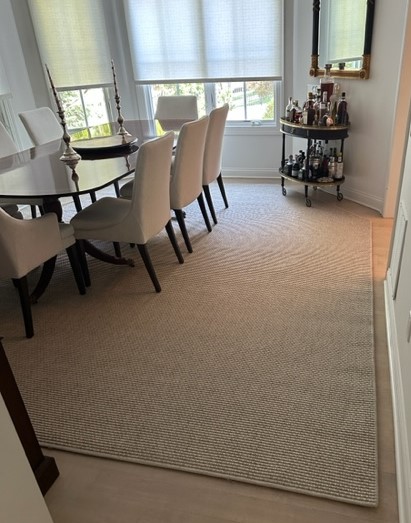 Area rug in a formal dining room